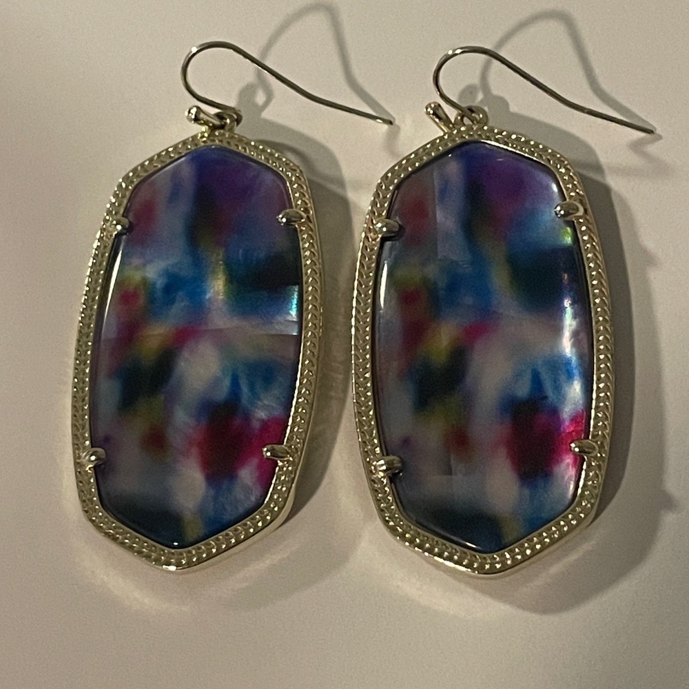 Kendra Scott Teal Tie Dye Ilusion Gold Danielle’s